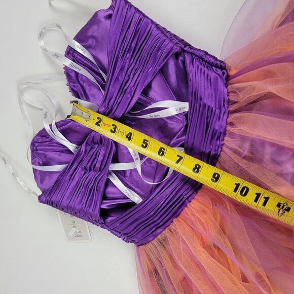 Tiffany Designs Orange Purple Womens Formal Pageant Gown Prom Dress sz 0 Costume - Picture 13 of 15